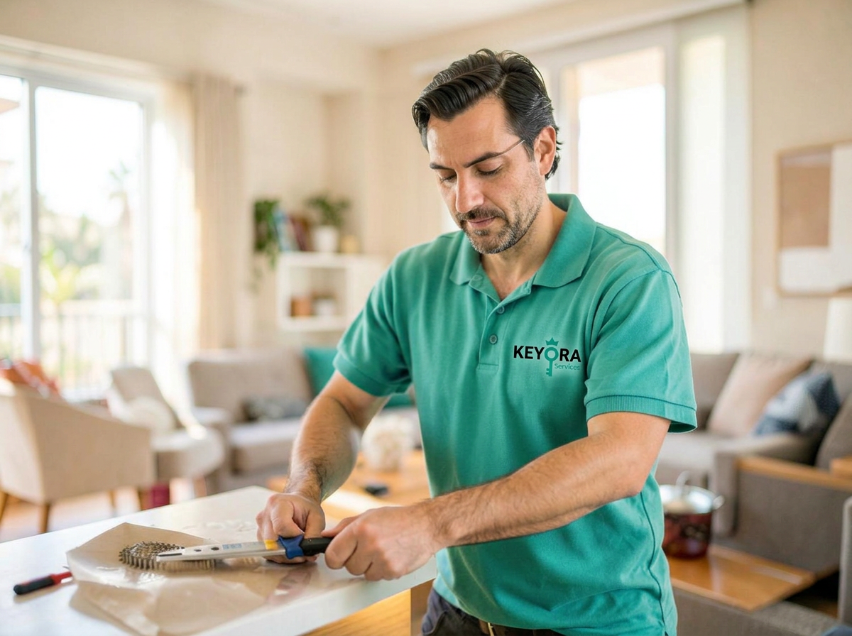 Intervenant KEYORA Services réalisant une maintenance à Casablanca